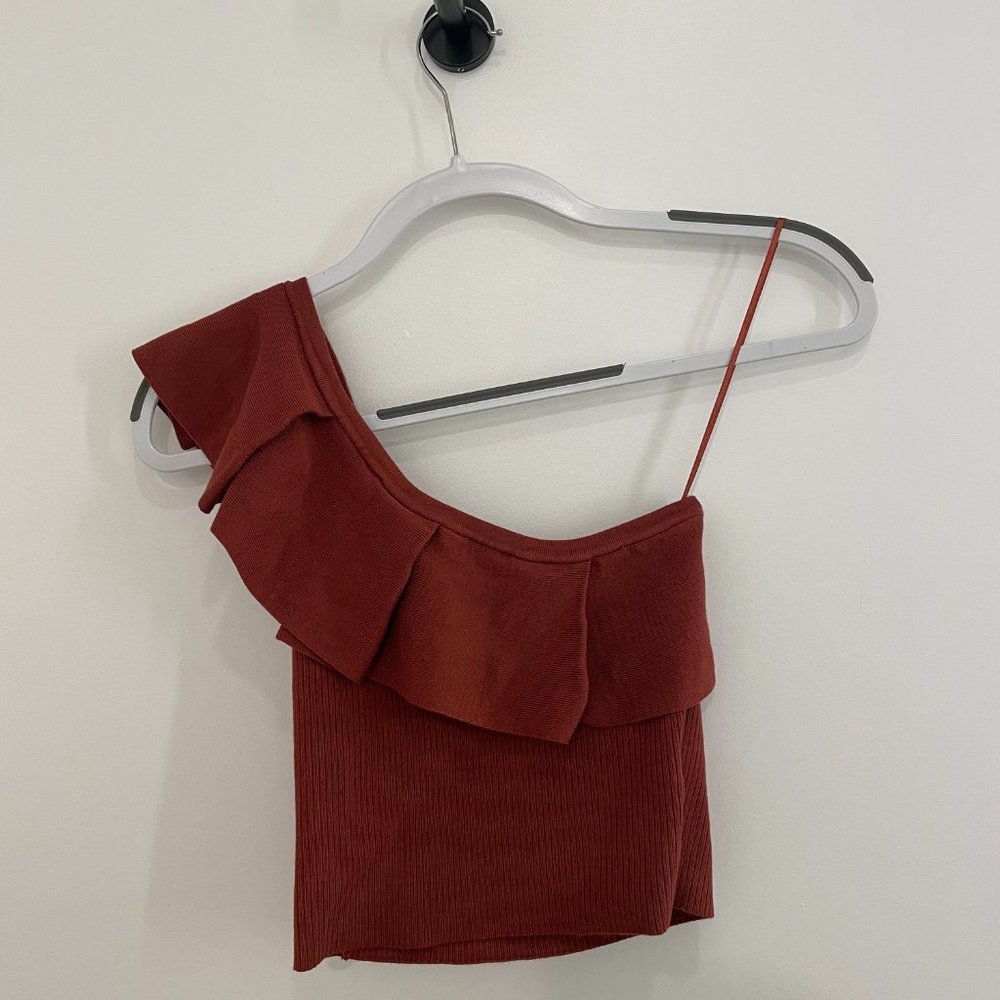 EXPRESS One-Shoulder Ribbed Tank Top S - Picture 4 of 5